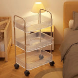 Transparent Storage Trolley Multilayer Acrylic Rolling Cart With Removable Hanging Basket